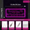 Will You Be My Girlfriend Neon Signs for Valentines Day Decorations, Dimmable Switch Led Light Up Letters Sign for Party, Engagement, Bedroom, Living Room, INSNEnN, 15.4 * 6.9 Inches