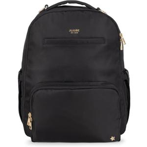 JuJuBe New Classic Diaper Bag Backpack with Portable Changing Pad, Stroller Straps, Large Travel Backpack for Boy or Girl, Carrying Baby Bottles, Wipes, Diapers, Pacifiers, Black, Mothers Day GIft