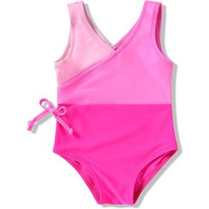 YOUNGER TREE Toddler Girl One Piece Swimsuit Color Block Stripe Swimwear Summer Beach Bathing Suit 12M-5T, Size 4-5T
