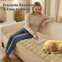 Smiry Non Slip Couch Covers for Dogs, Fuzzy Pet Couch Covers for 2-3 Cushion Sofa Pet Friendly, Soft Sofa Slipcovers Cushion Furniture Protector Washable (Khaki, 27.6" x 59")