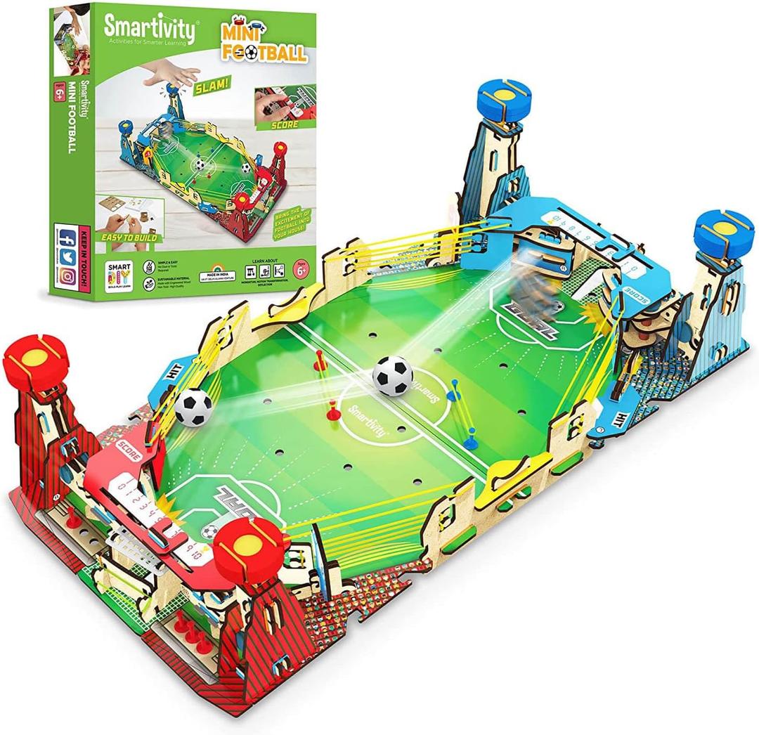 Smartivity Mini Soccer I Indoor Sports Football Toy for Kids 6 to 14 Years Old I Cool Birthday Gifts Ideas for Boys & Girls | DIY STEM Science Toys for 6,7,8,9,10,11,12,13,14 I Wooden Engineering Game