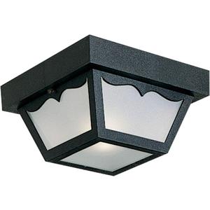 Progress Lighting 1-Light Indoor and Outdoor Flush Mount Ceiling Light, Interior and Exterior Ceiling-Mount Light Fixture for Porch Light, Patios, Garages, Hallways, Non-Metal, 8-1/4" by 4-3/4", Black (8.25-Inch Diameter x 4.75-Inch Height)