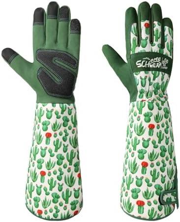 Schwer Gardening Gloves for Women, Rose Pruning Gloves with Forearm Protection, Breathable and Comfortable Thorn Proof Garden Glove with Touch Screen for Yard & Outdoor Work (Medium 1 Pair)