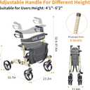 Rollator Walkers for Seniors Folding Rollator Walkers with Seat and Four 8 inch Wheels Medical Rollator Walker with Comfort Handles and Thick Backrest Aluminium Frame,Champagne