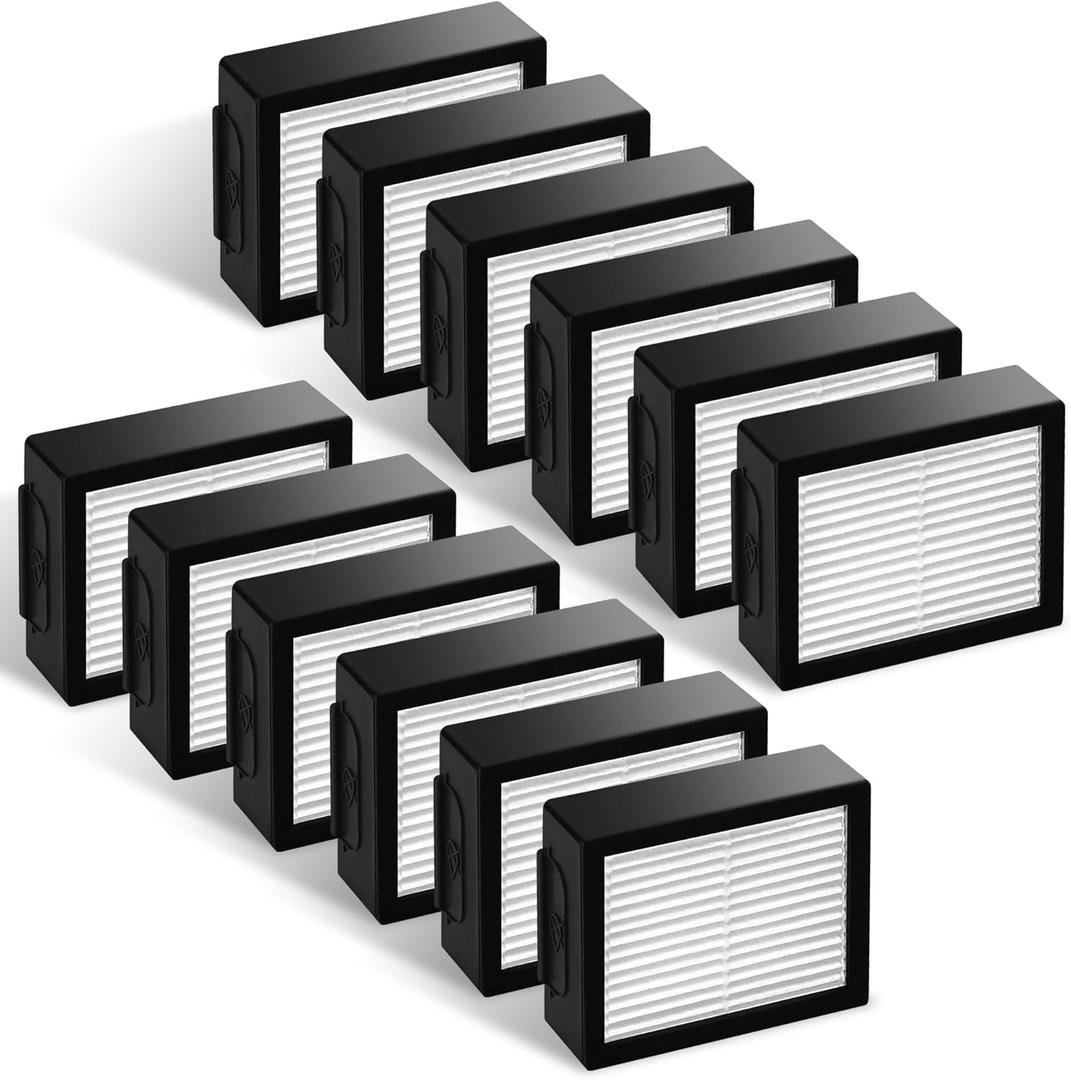 Improvedhand Filters Replacement Fit for i-Robot Roomba E I & J Series i1 i3 i3+ i4 i5/plus i7 i7+/plus i6 i6+ i8 i8+ E5 E6 E7 Vacuum Cleaner parts 4639161, 12Pack Filter Replacements+1 Cleaning Brush