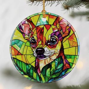 2 x Vibrant Chihuahua Ornaments, Dog Christmas Ornaments: Christmas Tree Decorations, Holiday Decor, Stocking Stuffers, Gift Ideas, Xmas Gift, Gifts for Pet Lover & Gifts for Dog Lover