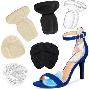 ONUEMP Heel Grips, High Heel Cushion Inserts for Too Big Shoes, Reusable Anti-Slip Shoe Pads Foot Insoles and Metatarsal Pads for Women, Heel Blister Prevention - 6 Pairs