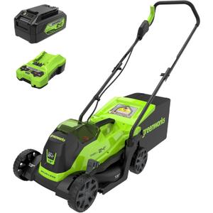 Greenworks 24V 13in Push Lawn Mower, 4.0 Ah Battery and Charger
Brushless motor with 2-in-1 mulch/bag system; maintenance-free and lightweight for easy home yard lawn care.
