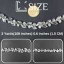 3 Yards Rhinestone Trim Chain Silver String Strips Crystal Applique Fringe Ribbon Beads Sewing for Dress DIY Party Wedding Bouquet Decoration Bridal Costume Embellishment