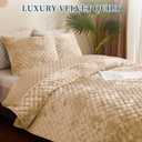 Luxury Soft Velvet Quilt Set Full Queen Size - Lightweight Velvet Bedding Set for All Season, Oversized Bedspread Coverlet Comforter Set with 2 Pillow Shams, Beige Brown, Diamond