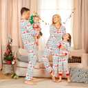 PopReal Christmas Pajamas for Family, Family Christmas Pajamas PJs Matching Sets Top Sleepwear Jammies (White, L)