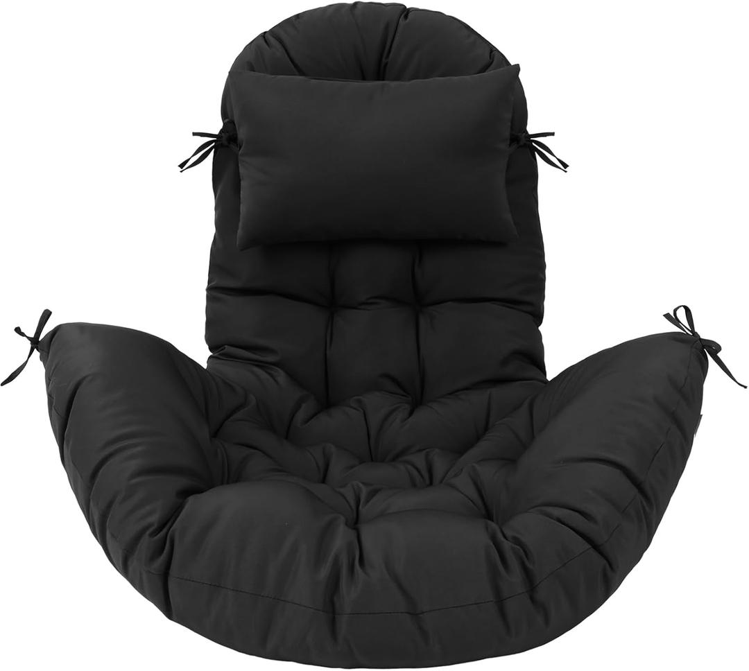 Tudomro Egg Chair Cushion Filling 2.58 kg Replacement Rocking Chair Cushions High Back Swing Hammock Egg Hanging Cushion Thicken for Indoor Outdoor Patio Garden(Black,1 Pcs)