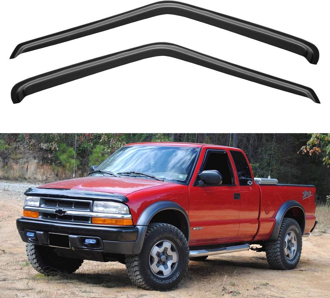 Window Visors Rain Guards for 1994-2004 Chevrolet S10/GMC Sonoma Regular/Extended Cab, Out-Channel Window Vent Wind Deflectors Visors Shades for 95-05 S10 Blazer/S15 Jimmy, 1996-2000 Isuzu Hombre