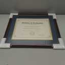 GraduationMall 11x14 Diploma Frame with Navy over Gold Mat or Display 15x18 Certificate without Mat,Solid Wood & Tempered Glass,Cherry Finish with Gold Trim