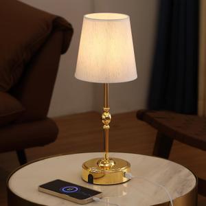 MEIXISUE Portables Cordless LED Table Lamp with Dimmer,Outdoor Gold Desk Lamp10000mAh Wireless Rechargeable Battery Nightstand Lamp for Bedroom Bedside Home Camping Balcony Bar RV,Decor