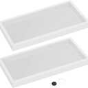 Silicone Countertop Tray  2 Piece Small Bathroom Vanity Organizer for Soap Dispenser, Lotion Bottles, Perfume, Candles, Keys  Shatterproof Sink Tray (2 Piece - Small (7.8" x 3.9" x 0.8"), White)