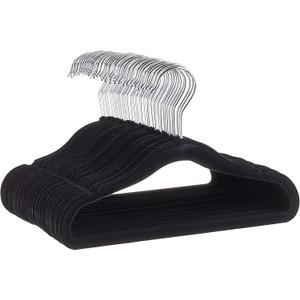 Kids Velvet, Non-Slip Clothes Hangers for Infant and Toddler, 11.6 in (for baby clothes), Pack of 50, Black