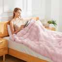 Latepis Pink Faux Fur Throw Blanket for Couch Bubble Cute Soft Warm Comforter Thick Furry Blanket for Sofa Bedroom Cozy Blankets for Women Gift Luxury Blanket for All Seasons 50''x60'', 860gsm