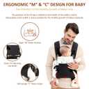 Baby Carrier, Hands Free Adjustable Ergonomic Baby Carrier Newborn to Toddler 6-33lbs, 4-in-1 Baby Sling Wrap with Saliva Towel, Front Back Carry, Baby Essentials Gift (Black)