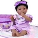 Aori Reborn Baby Dolls Black American Girl - 18" Lifelike Newborn Doll with Posable Limbs Weighted Body for Realistic Feel Handmade Collectible Gift Set Including Bassinet Outfit & Accessories