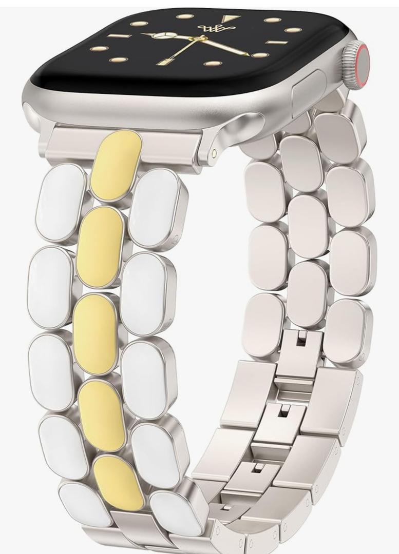 Wearlizer Metal Band Compatible with Apple Watch Bands for Women 40/38/41/42/44/45/46/49mm, Enamel Stainless Steel Strap for iWatch Series 11-1 SE/Ultra