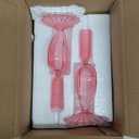 NEEDOMO Valentines Day Decorations, Set of 2 Pink Heart Glass Candlestick Holders for Valentines Decor, Taper Candle Holders Table Centerpieces for Romantic Wedding Party Mantel Decor (Ndgg-1177)
