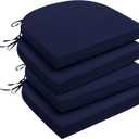 downluxe Outdoor Chair Cushions Set of 4 for Patio Furniture, Water-Resistant Patio Chair Cushions with Ties, High Density Foam Outdoor Seat Cushion, 17" X 16" X 2", Navy