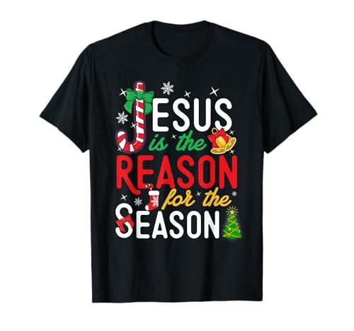 Jesus Is The Reason For Christmas Christian Xmas Stocking T-Shirt Black L