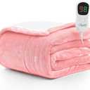 Homemate Electric Heated Blanket Full - 72"x84" Heating Blanket Full Size 1/2/4/6/8 Hours Auto-Off 10 Heat Level Over-Heat Protection Flannel Sherpa Big ETL Certification