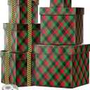 ysmile Christmas Nesting Box with Lids Square, Assorted Size Xmas Stacking Gift Box for Present Holiday Decoration 6 Pcs (Christmas Red Green)