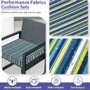 IPYNBAP Outdoor Chair Cushions Set of 4 -Waterproof Outdoor Seat Cushions for Patio Furniture, Patio Chair Cushion with Handle and Ties, Out Door Chair Pads,19x19x3-Square, Blue Stripe