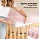 2-Pack Waterproof Crib Sheets for Boys, Girls - 52x28 Fitted Organic Cotton Baby Crib Sheets, Toddler Mattress Protector Cover, Washable, Soft & Durable Baby Bedding Essentials (Mist Rose)
