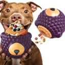 Unbreakable Dog Toy for Power Chewers, Large Dog Interactive Feeder with Food Cups & Treat Food Slow Feeder - Anxiety Relief with Pupscile for Large Breeds (Purple)