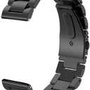V-MORO Compatible with Samsung Gear S3 Frontier Bands/Galaxy Watch 3 45mm/Galaxy Watch 46mm(2019),22mm Solid Stainless Steel Metal Business Bracelet Strap Black(Not for galaxy watch 4 classic 46mm)