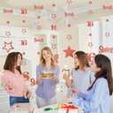 Rose Gold Sweet 16 Party Decorations for Girls Kit Pre-Strung 16th Glitter Twinkle Stars, Bows & Number 16 Birthday Hanging Streamer Banner Happy Sixteen Party Decor Supplies.