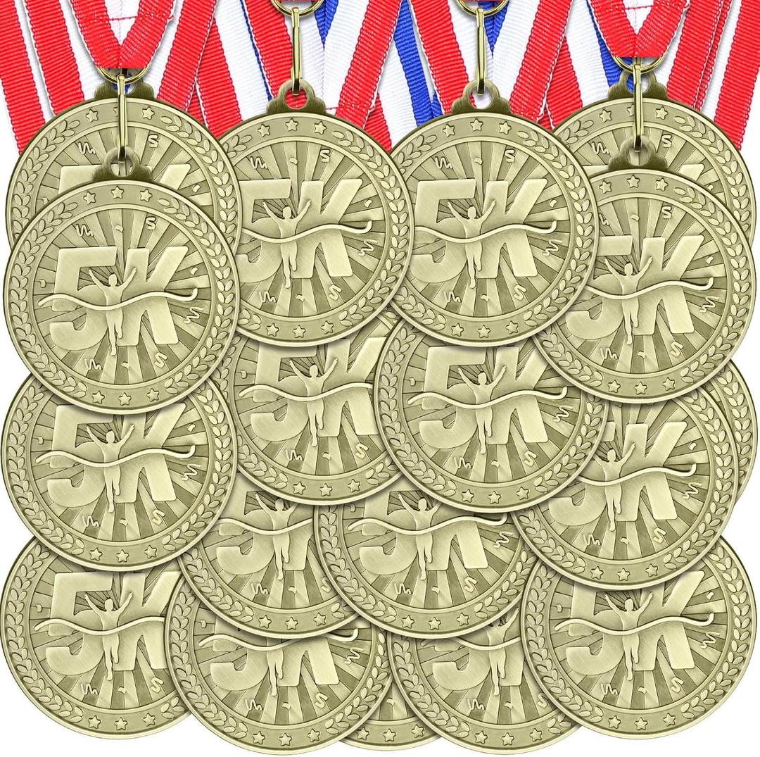 Ferreve 48 Pcs Award Medals with Neck Ribbons Champ Medal Sports Day Favors Prizes for Sports Competitions Party Winner