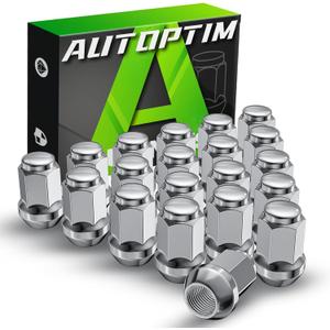 AUTOPTIM M12x1.5 Wheel Lug Nuts - Replacement for 2008-2024 Dodge Journey, 1987-2020 Grand Caravan, 2005-2009/2018-2025 Chevy Equinox, 1997-2012/2016-2025 Chevy Malibu, 20PCS Chrome Closed End Lug Nut