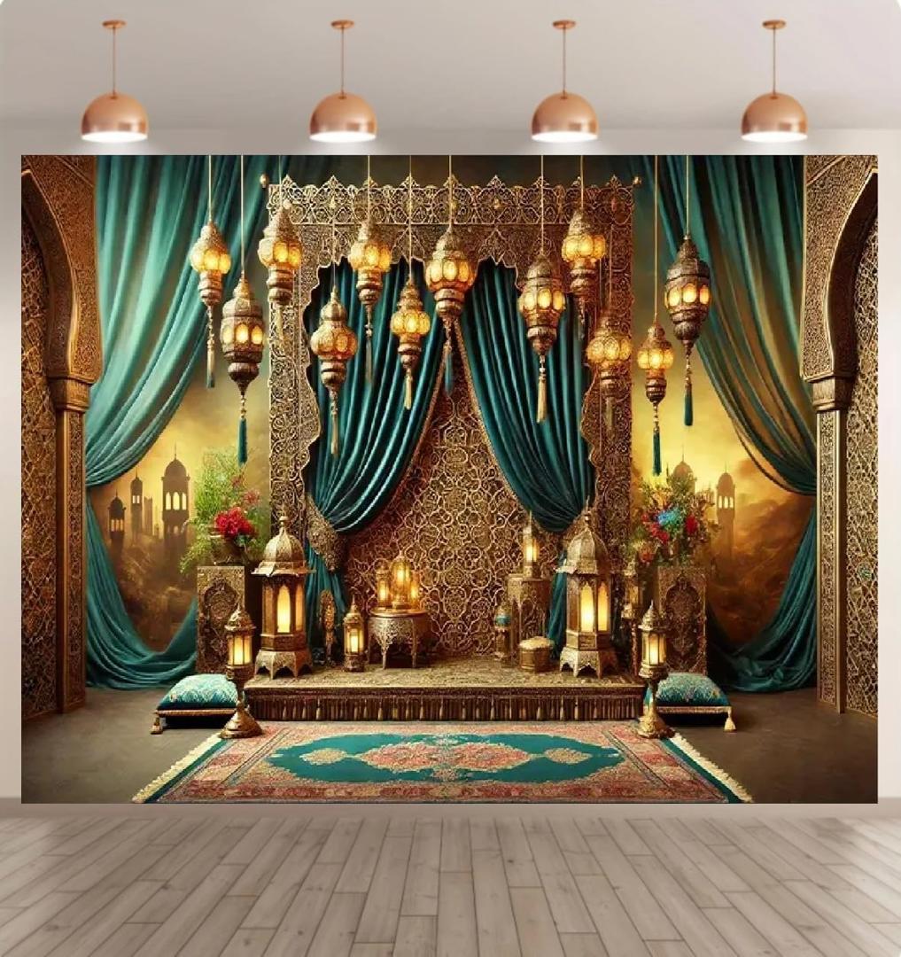 10x8 feet Eid Moroccan Backdrops Arabian Nights Party Muslim Festivals and Ramadan Decorations Ramadan Photography Studio Portrait Photography Backdrops