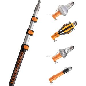4-12 ft Telescopic Light Bulb Changer for High Ceilings // Light Bulb Remover Tool High Ceilings Kit with Suction Cups, Basket and Microfiber Cloth // 20ft High Reach Light Bulb Changer with Pole