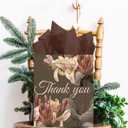 qiqee 6PCS Brown Tone Flowers Paper Gift Bags with Tissue Paper Handles Medium Size Bags18pcs Tissue Paper