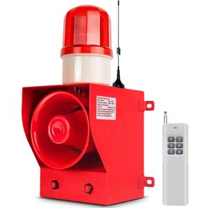0.31mile Wireless Remote Control Siren Adjustable Volume Tone Waterproof 130dB Horn Security Alarm Systerm with LED Strobe Light AC110-120V