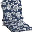 Arden 4-Pack Outdoor Patio Dining Chair Cushion, 20 x 44, Rain-Proof Seat Pad, Fade-Resistant Outdoor Cushion Sapphire Blue Ashland Jacobean