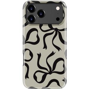 STARVIP for iPhone 17 Pro Case Cute - Wireless Charging Compatible - Dual-Layer Hard Shell + Silicone Cover - Aesthetic Protective Phone Case for Women - Black Bows and Ribbons