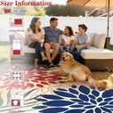 Yinhua Dahlia Floral Outdoor Rug 5x7 Colorful Indoor Outdoor Rugs Washable Patio Rug Non Slip Large Flower Area Rug Low Pile Outdoor Carpet for Patio, Deck, Porch, Balcony, Camping, Red and Blue