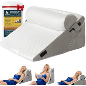 10-in-1 Adjustable Design 3PCS Wedge Pillow for Sleep Apnea, Wedge Pillow for Acid Reflux Relief, Orthopedic Headboard Bed Wedge Pillow for Sleeping, Neck & Back Support for Snoring and Reading, Large