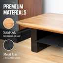 COREMINDED Solid Wood Dual Monitor Stand Riser 43" Oak Desk Shelf for 2 Monitors with Tray & Wool Felt, Organizer for Desktop, Laptop and Office (Solid Oak)
