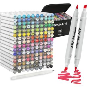 160 Colors Alcohol Markers Set - Double Tip Art Markers Alcohol Based Marker Brush&Chisel Nib Blender Art Pens Permanent Sketch Marker for Kids Adults Coloring and Artist Illustration