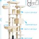 Hey-brother Cat Tree, 74 inches Multi-Level XL Large Cat Tower for Indoor Cats with Three Cat Condos, Two Large Top Decks and Cat Hairbrushfor Kittens, Cats and Pets, Beige MPJ035-MM