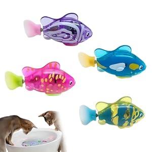 Baoyemes Pack of 4 Electronic Pet Fish, Electric Fish Toy, LED Light Electronic Fish, Sway in Water (4 PCs)