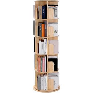 Rotating Bookshelf, 360 Display Corner Bookshelf for Small Space, 5 Tier Floor Standing Bookcase Storage Rack, Wood Narrow Organizer for Bedroom, Living Room, Study Room, Kids&Adults Solid